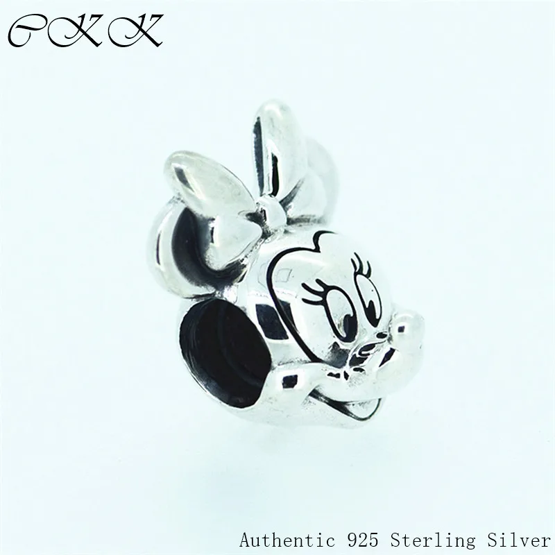 

Minnie Charm Fit Pandora Bracelets Real 925 Sterling Silver Beads for Jewelry Making DIY Threaded Silver 925 Kralen CKK PF188