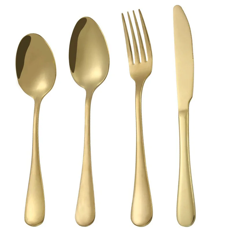 Titanium gold Высококачественная Европейская Западная обеденная посуда 4 шт./компл. из нержавеющей стали Радужное золото серебристо-синий 6 цветов Вилка Нож Наборы Посуды - Цвет: Titanium gold