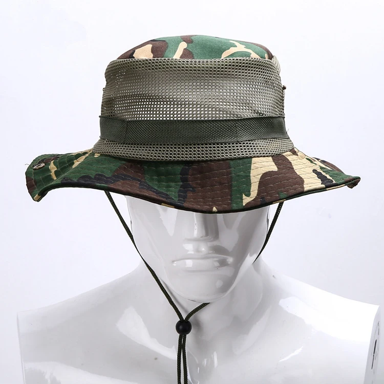 New Summer Outdoor wide brim Fisherman floppy Hat Jungle Camouflage Sun