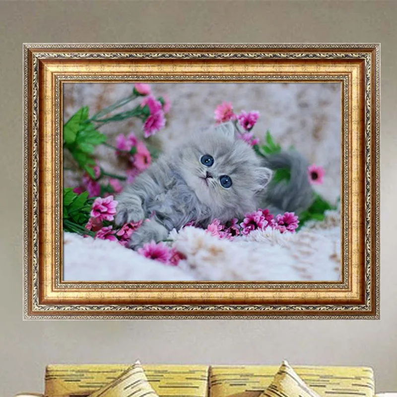 S home New DIY 5D Diamond Painting Cute Lazy Cat Embroidery Cross