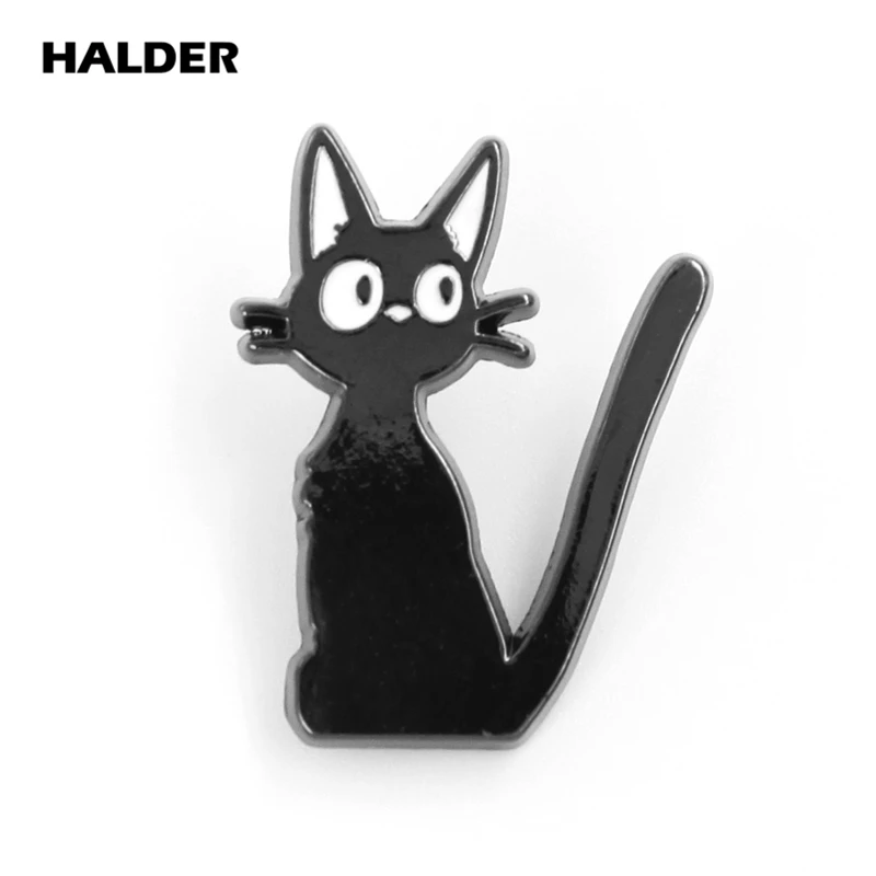 

BR0045 HALDER Kiki's Delivery Service Witch fly broom Black Cat JIJI Brooches Enamel Lapel pins Clothes backpack Badge Jewelry