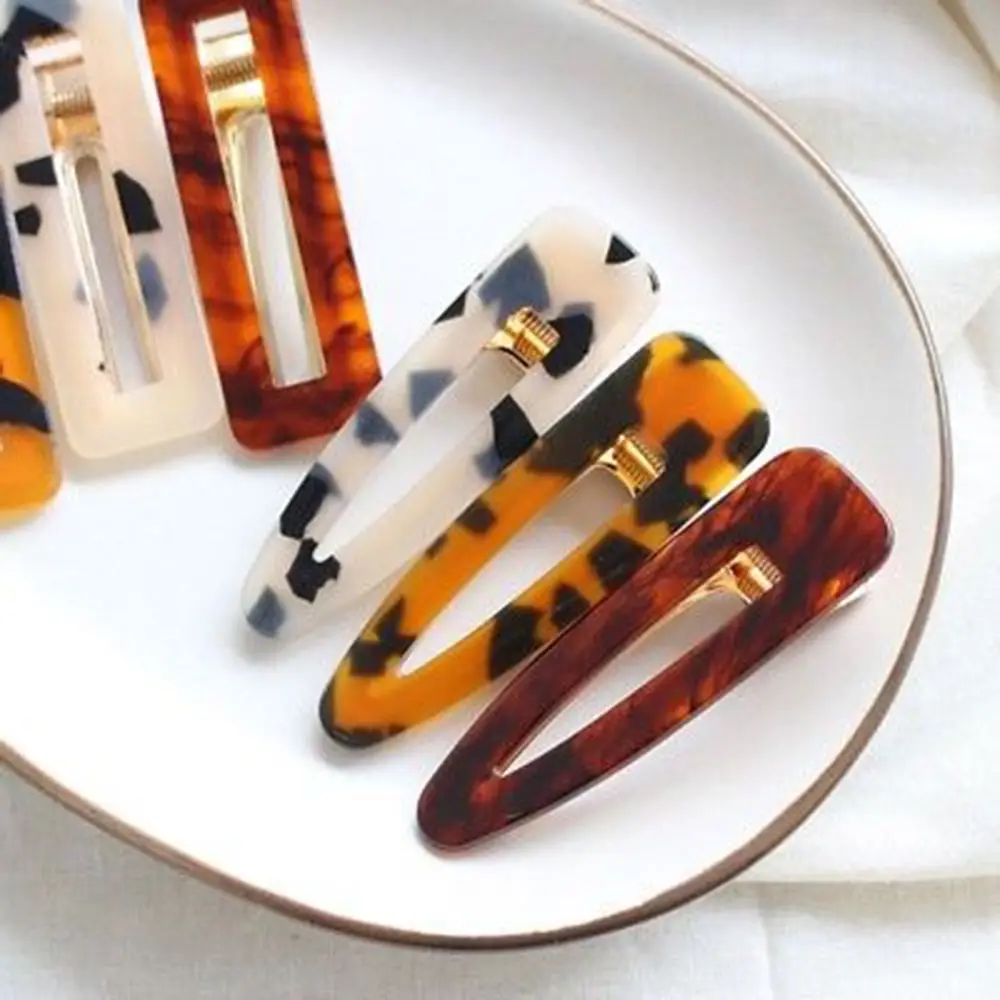 2019 New Fashion Women Vintage Hair Pin Clip Leopard Hair Clip Geometric Water Drop Shape Hairpin Clips Hair Styling Accessories