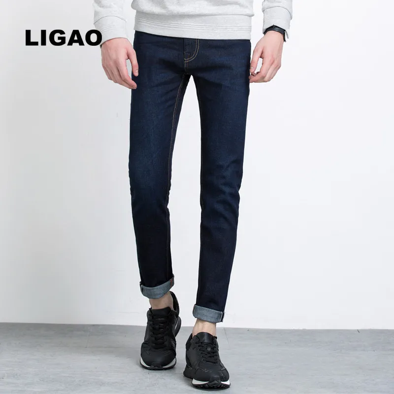 

2017 Men's Jeans Basic Regular Straight Pants Full Length Denim Jeans Men Washable Cuffs Leisure Pant Vaqueros