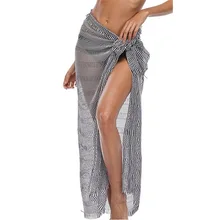 BYUAN Горячее предложение летние юбки дамы Для женщин s длинные Разделение сексуальные юбки плед выдалбливают пляжная юбка Для женщин одежда от солнца Обёрточная бумага юбка