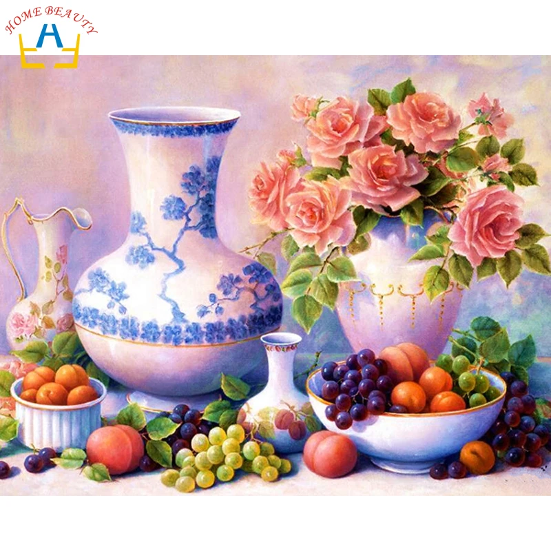 

Flowers fruits diy painting by numbers wall picture on canvas Modular acrylic picture coloring by number artwork YA016