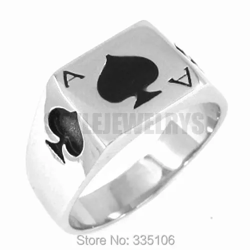 The Ace of Spades Ring Stainless Steel Jewelry Spades Motor Biker Ring Men Ring Wholesale SWR0150A