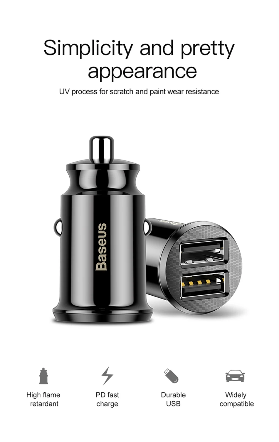 5v 3a usb c Baseus Car Charger For for iPhone Samsung Phone Tablet GPS 3.1A Fast Charging Charger Mini Dual USB Car Phone Charger Adapter charger 100w