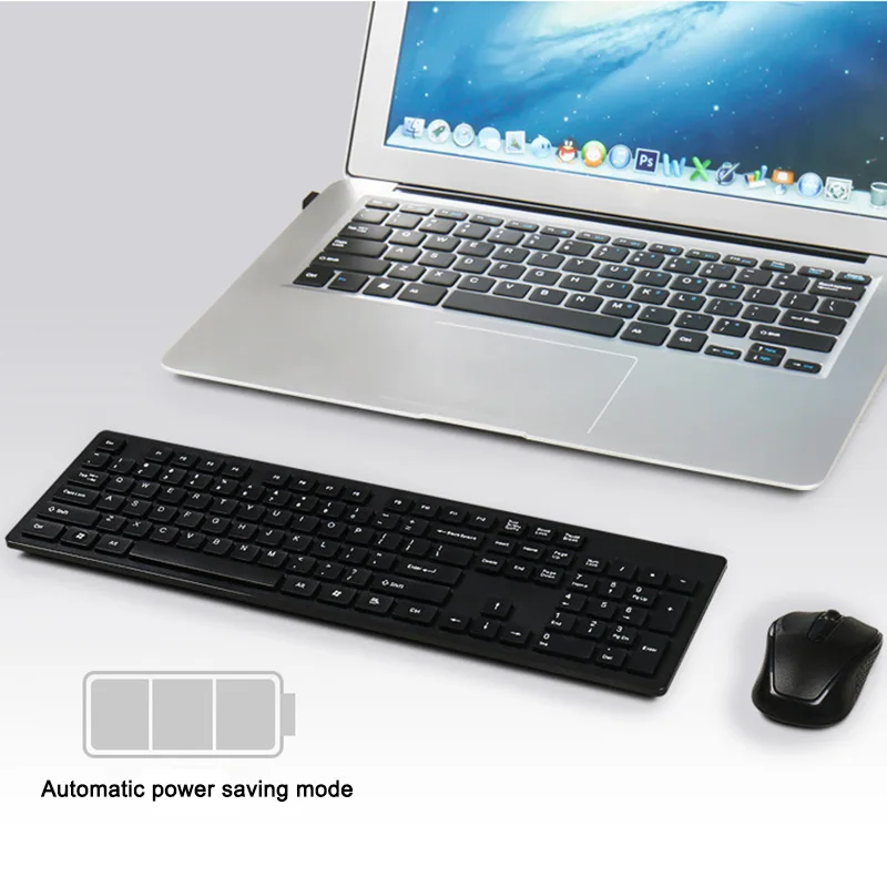 

2.4G Wireless Keyboard with Mouse Combo USB 2.0 1000DPI Mouse 104 Keys Keypad Set GDeals
