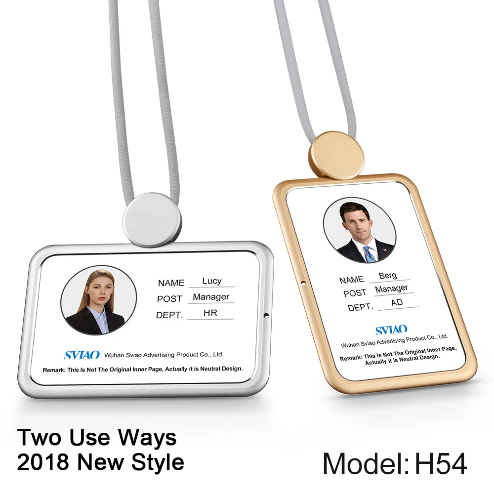 

45cm Lanyard Metal Aluminum Vertical and Horizontal 2 Use Practical ID Card Badge Holder