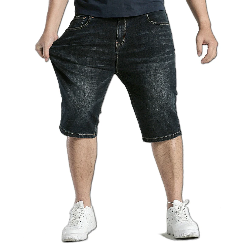 Mens Plus Size 44 46 48 Jeans Shorts pants Stretch Casual Black Cotton Straight Denim Short Jean for Male  Trousers