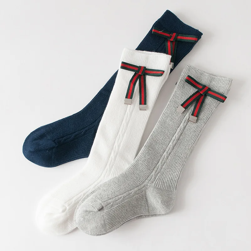 Ins/носки для маленьких девочек с бантами; классические детские хлопковые носки-трубы для школьниц; сезон осень-зима; детские носки; skarpetki