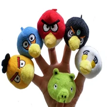 6Pcs cartoon bird plush toys finger puppet theater cloth doll small gift for kids baby finger toy play game funny child’s size