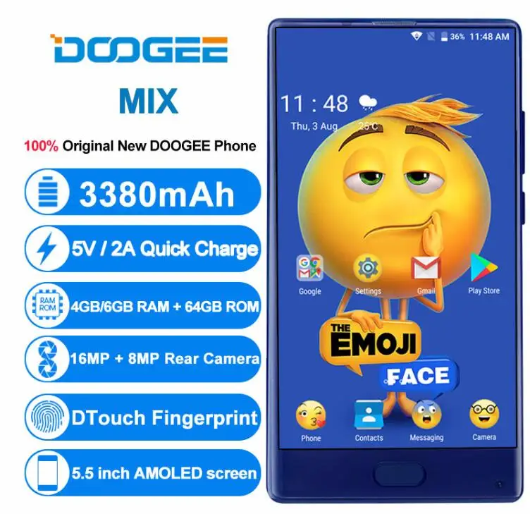DOOGEE MIX 3380 мАч быстрый заряд 5 &quotБезель смартфон MTK6757CD Octa Core 16MP двойная задняя