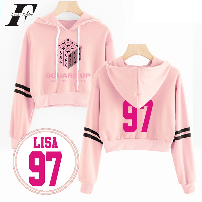 

NEW BlackPink kpop Print sexy crop top hoodies Women sweatshirts harajuku summer Black Pink kpop casual clothes plus size