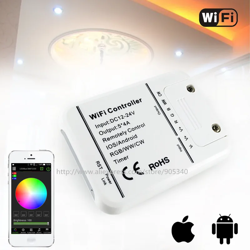 16 миллионов цветов Wifi RGB led контроллер мини 5 каналы rgb/WW/CW Светодиодный контроллер смартфон управление музыкальный таймер контроллер led RGB