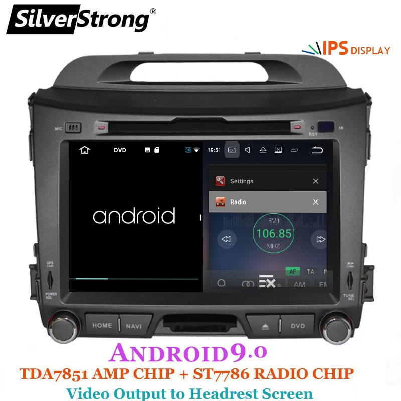 SilverStrong Android9.0 IPS 2 din Автомобильный мультимедийный автомобильный DVD плеер для KIA
