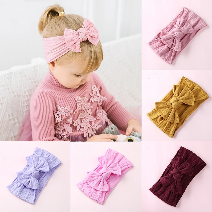 

1pcs Cable Knit Wide Cotton Headwraps,Knot Bow Nylon Headbands,Soft Hairwear Christmas Hair Accessories for Girls Kids