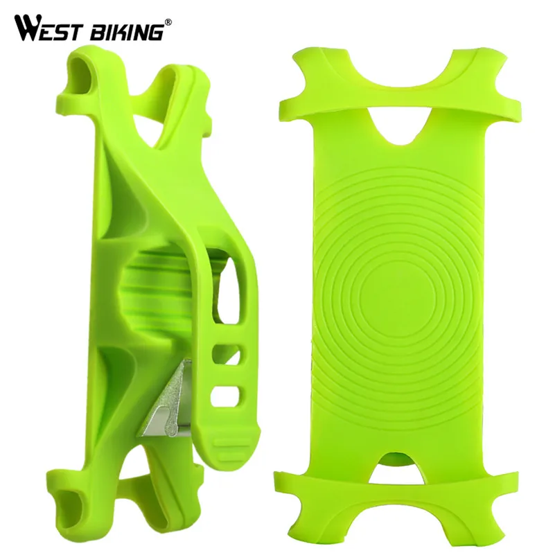 

WEST BIKING Silicone Bike Holder For Phone Handlebar Mount Bracket GPS Stand Bicycle Phone Holder Protection For Cycling 3 Color
