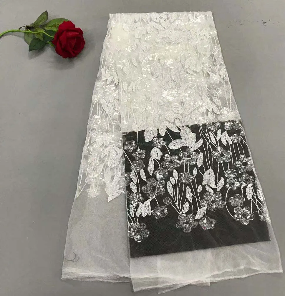 

Nigerian white Sequins Net Lace African Guipure Lace Fabric Latest French Swiss Voile Laces 2018 Women Wedding Dress Fabric