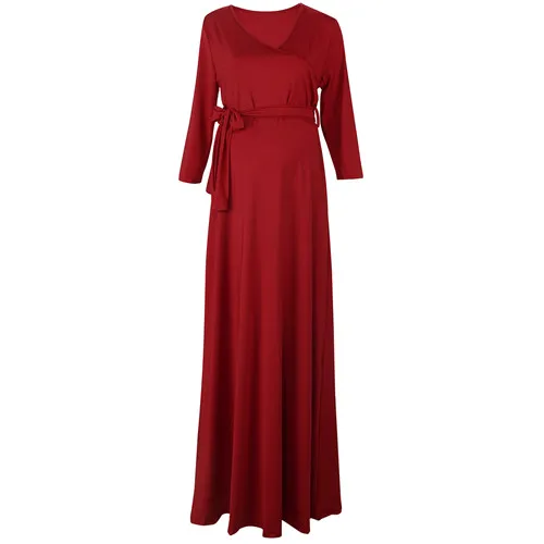 Wine Red Модное платье для беременных, для фотосессии, платье макси для беременных, с длинными рукавами, с цветочным рисунком, пикантная Женская одежда для мам, реквизит для фотосъемки - Цвет: Wine Red