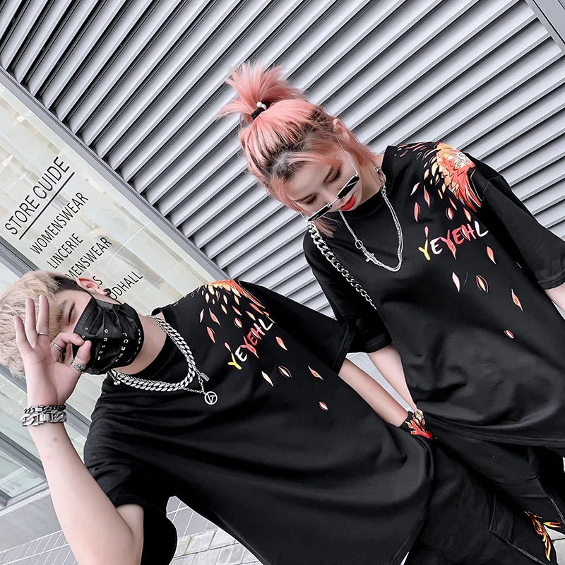 Мужская футболка с коротким рукавом в стиле хип хоп Harajuku Phoenix Flame новинка