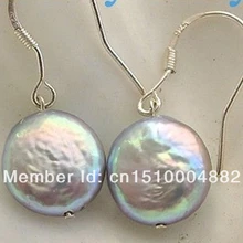 0033 5 шт. 11 мм натуральный розовый персик Радуга монета Серьги с жемчугом 925 серебро