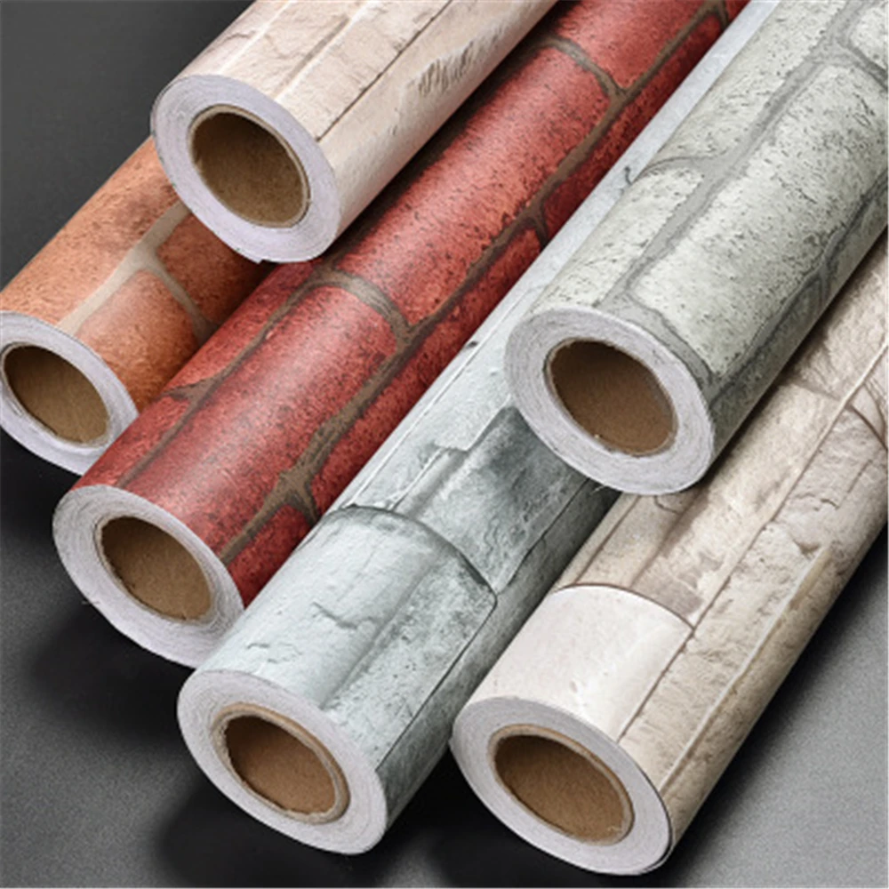 PVC ديكور المنزل خمر المطبخ الطوب نمط ملصقات جدار خلفيات فيلم تجديد خزانة دولاب الباب والأثاث المكتبي
