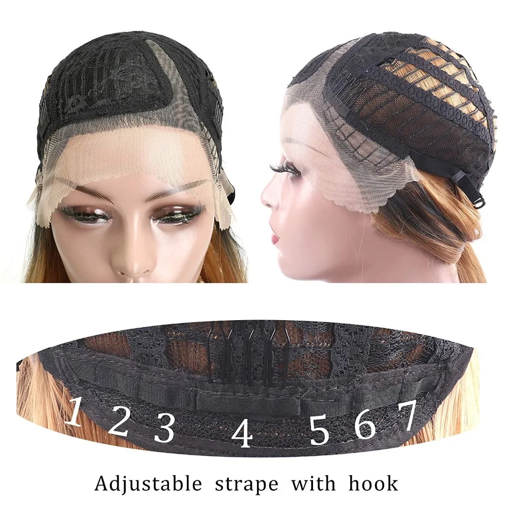 LISI HAIR Long Straight Synthetic Front Lace Wig For Black Women Hair 26 inches Black Golden Cyan Pink 4 Colour African America