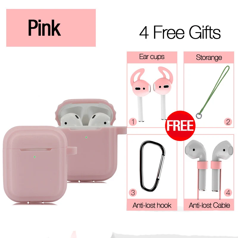 LYMOC Новые кожухи головных телефонов для Airpods 2 беспроводные Bluetooth наушники Airpods 2 светящаяся световая защитная пленка Водонепроницаемая анти-шок - Цвет: Pink