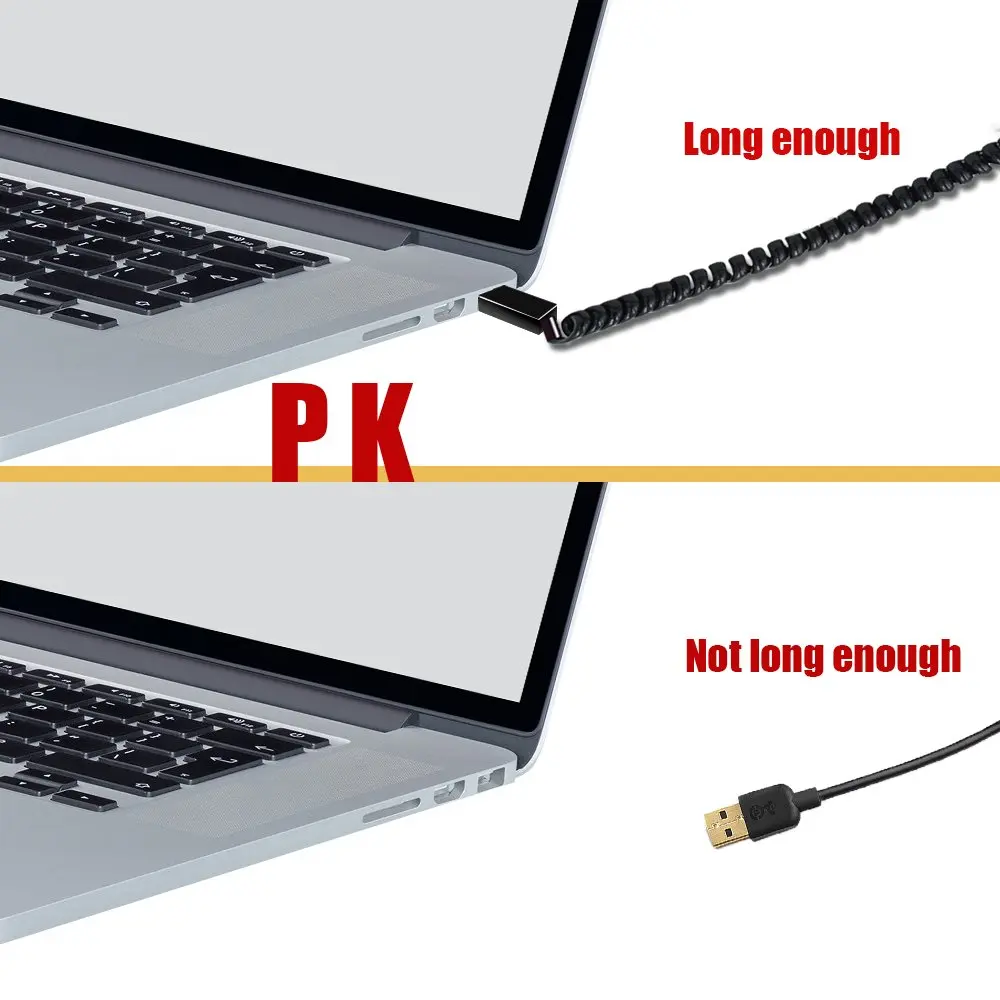 USB 2,0 кабель расширения спиральный 4 дюйма Стандартный спиральный гибкий Активный удлинитель USB 2,0 A-Male to A-Female процессоры