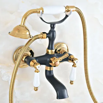 

Oil Rubbed Bronze Bathtub Faucets Gold Brass Bathroom Faucet Mixer Tap Wall Mounted Hand Held Shower Shower Faucet Sets Kna421