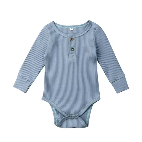 Brand New Newborn Infant Baby Girl Boy Ribbed Bodysuit  Ruffle One-Pieces Solid Jumpsuit Long Sleeve Outfits Spring Sunsuit