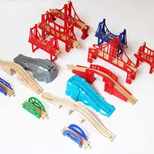 EDWONE все виды мостов деревянная дорожка бук деревянный железнодорожный поезд круговой трек аксессуары Подходит для Thomas Biro