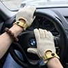 Mens Buckskin Leather Gloves Back Knitted Gloves Deerskin NEW Unlined Non-Slip Motorcycle Driving Gloves Male Leather Mittens ► Photo 3/6