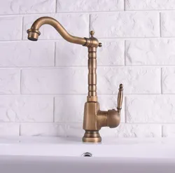 Vintage Antique Brass Single Ceramic Lever Handle Swivel Spout Bathroom Basin Kitchen Sink Faucet Cold & Hot Mixer Tap asf113