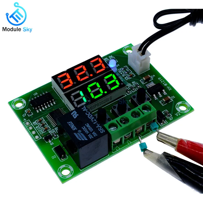

XH-W1219 DC 12V Dual LED Digital Display Thermostat Temperature Controller Regulator Switch Control Relay NTC Sensor Module