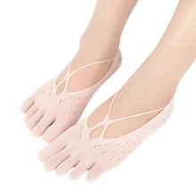 Пять носок с пальцами женские тапочки бархатные летние сетчатые дышащие невидимые неглубокие силиконовые носки-башмачки с перекрестными отверстиями