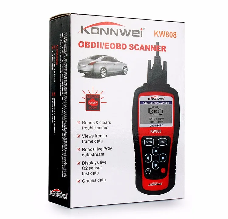 Konnwei KW808 Универсальный Автомобильный OBDII EOBD Code Reader Сканер OBD2 Диагностика Scan Инструмент OBD 2 II PK MaxiScan MS509 odb ODB2 сканер