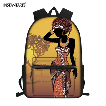 

INSTANTARTS School Backpacks for Kids African American Black Art Girls Design Large Capacity Rucksack Fashion Satchel Mochila