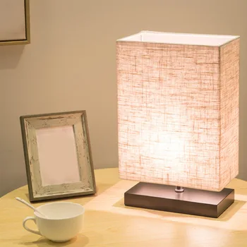 

Desk lamp linen wood Wooden Bedside Desk LED lights Table Lamps For Bedroom Book Lamps Room Lighting Fixture LED Luminaria