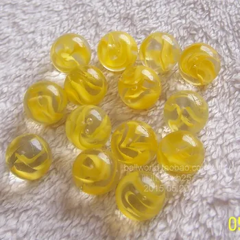 

Free shipping 30pcs/lot Rare breed 15 mm yellow ribbon marbles glass ball marbles gift toys for children
