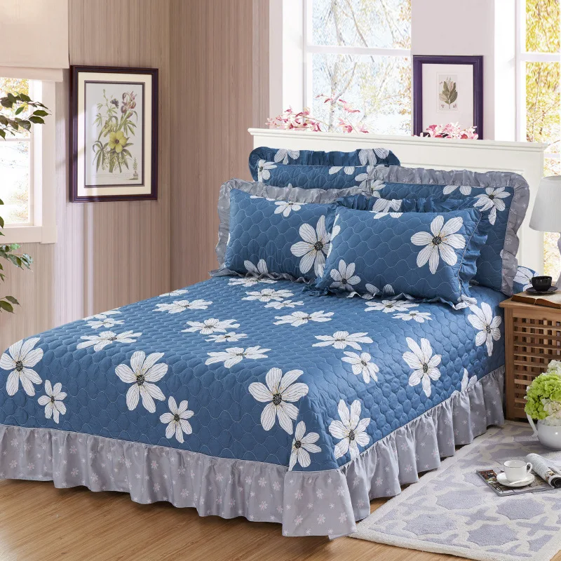 Ruffles Bedspread 100% cotton Bed cover cotton pad dust ruffle Princess Lace Petticoat bed linen se