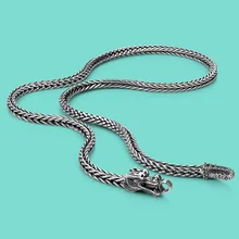 Cadenas de plata Tailandesa de los hombres collares étnicos dragón diseño de la astilla 925 collares populares Solid body jewelry 56 cm/61 cm/66 cm