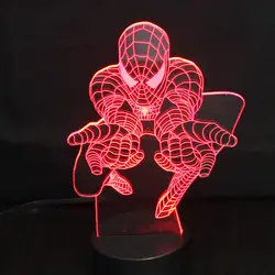 НОВЫЙ Нападение Человек-паук 3D лампа 7 цветов Led градиент ночник Дети Таблица Lampara Детские спальные творческий фестиваль подарки на день