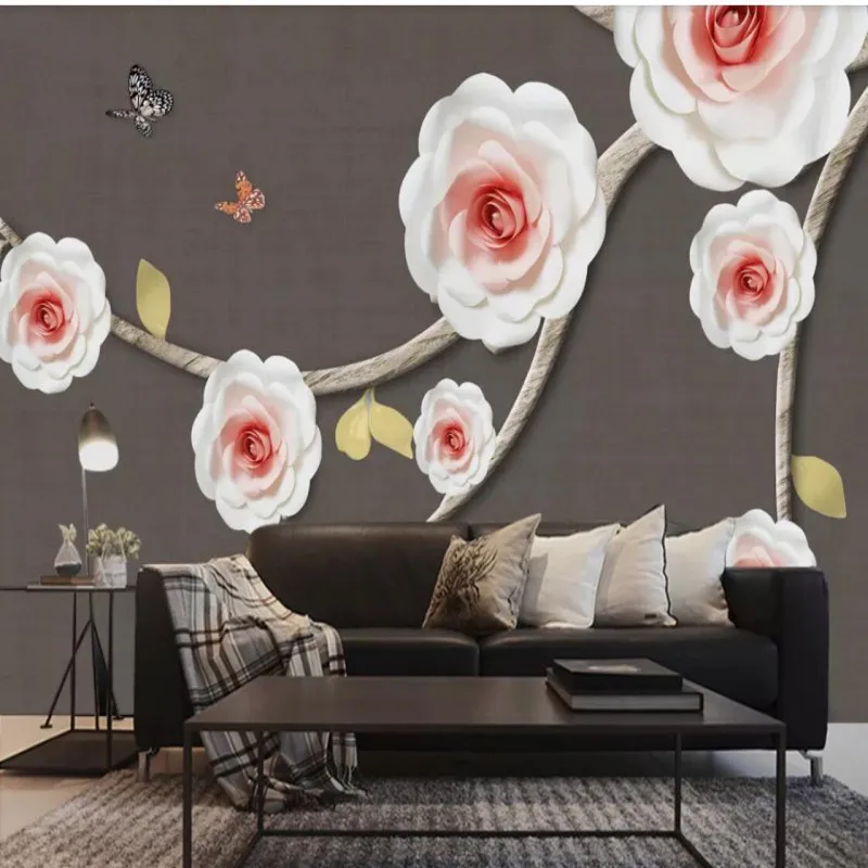 

Three-dimensional rose butterfly modern minimalist decorative wall
