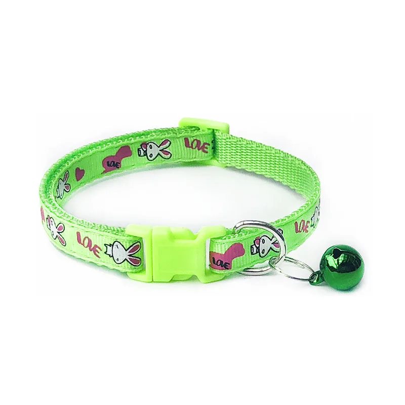 Милый мультяшный любимец ошейник для щенка регулируемое ожерелье из полиэстера милое с принтом колокольчиков кошка ожерелье ошейник для собак поставка - Цвет: A Green