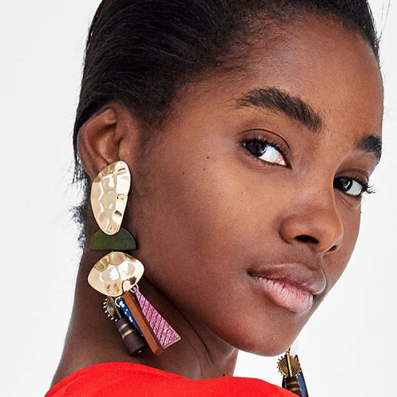 

Best lady Vintage Metal Geometric Statement Earrings for Women Charm Bijoux Wholesale Trendy Drop Dangle Earring Wedding Jewelry