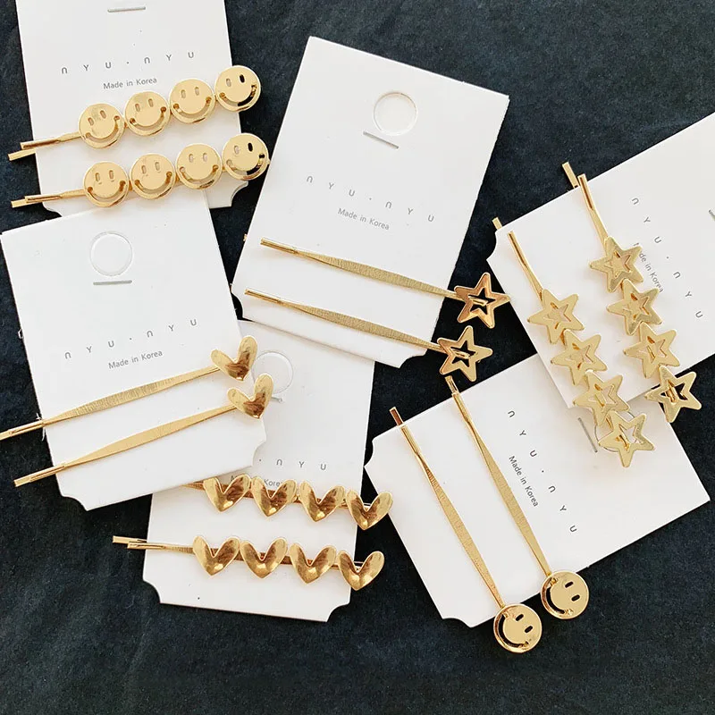 

Fahion Hair Accessories For Women STAR LOVE HERAT Hair Clips Girls Barrettes Hairgrip Geometric Gold Color Hairpin