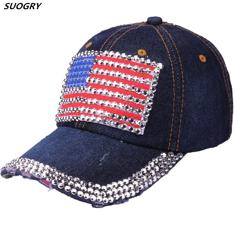 

SUOGRY Durable Fashion casquette gorras High Quality Cowboy Hip-Hop Baseball Cap Full Diamond Flat Snapback Hat