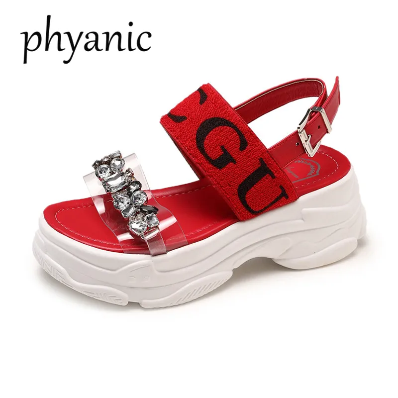 

Phyanic Crystal Transparent Pvc Platform Sandal 2018 Summer Brand Ladies Shoes Thick Sole High Heel Wedge Open Toe Women Sandals